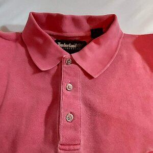 Timberlands Mens Coral Short Sleeve Polo sz L made in Italy Logo Sun Fade Golf